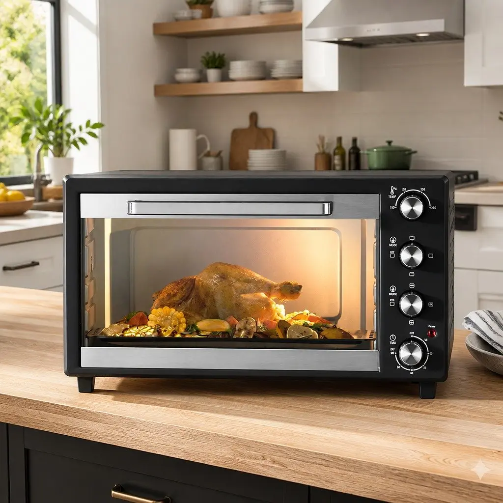 60L Convection Oven Electric Fryer for Kitchen Baking Roasting Grilling