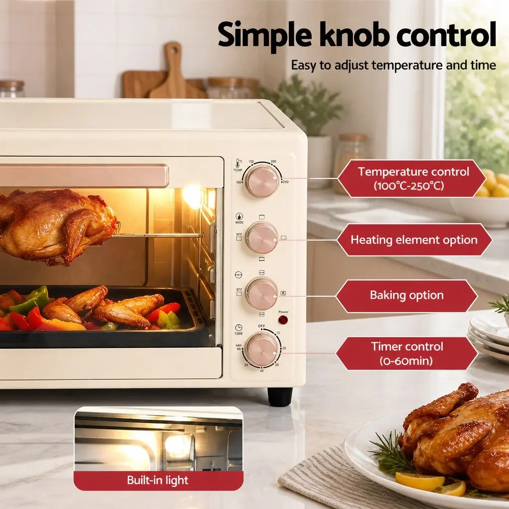 60L Convection Oven Electric Countertop for Baking Grilling Roasting and Rotisserie Cooking