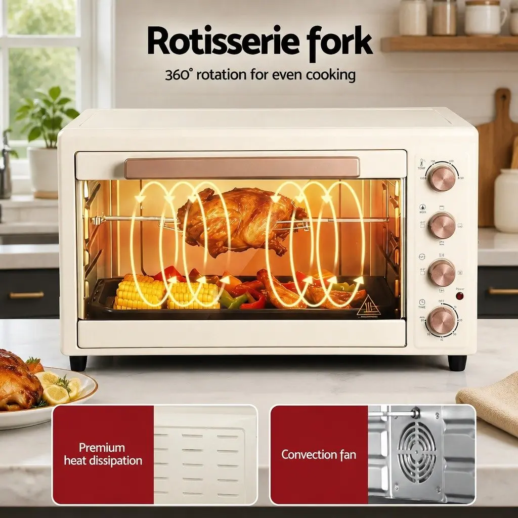 60L Convection Oven Electric Countertop for Baking Grilling Roasting and Rotisserie Cooking