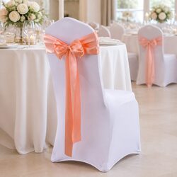 20 Coral Satin Chair Sashes - Premium Quality