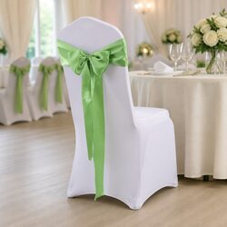 Table Runner & Chair Sash Set in Grass Green Satin