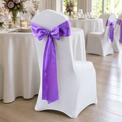50 Satin Chair Sashes - Lavender, 278x18cm Each