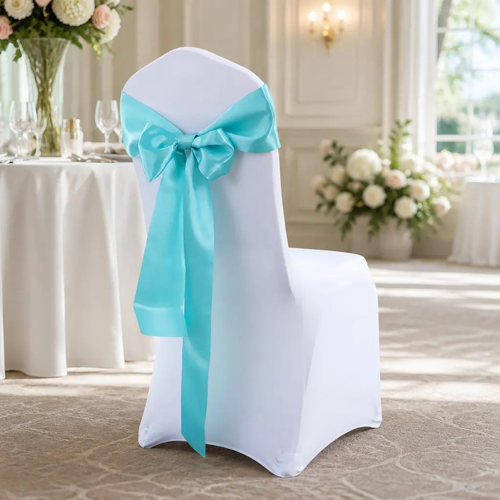 50 Pack Satin Chair Sashes Wedding Event Venue Decoration Cloth Cover Bows