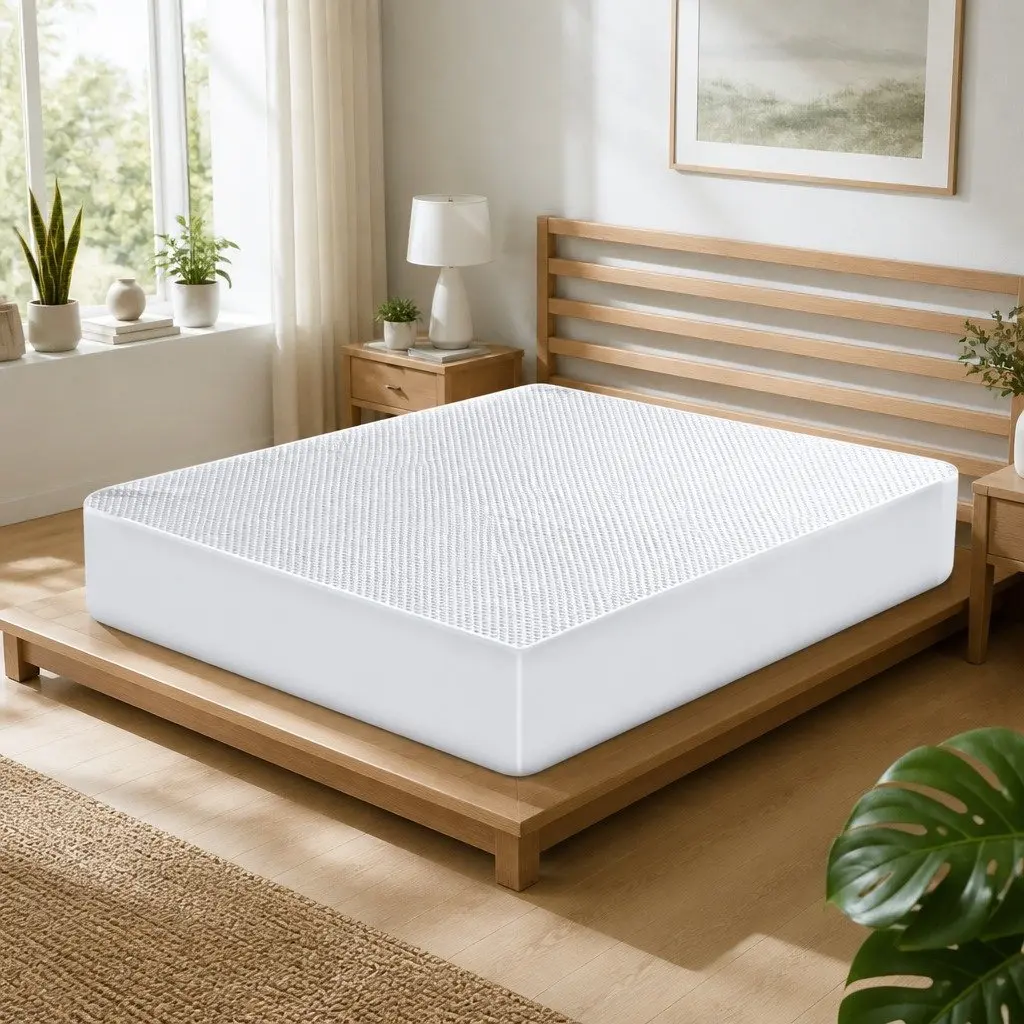 Single Mattress Protector Topper Polyester Waterproof Cooling Fitted Skirt 188cm x 91cm
