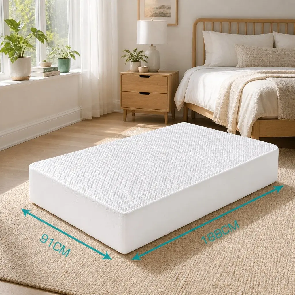 Single Mattress Protector Topper Polyester Waterproof Cooling Fitted Skirt 188cm x 91cm
