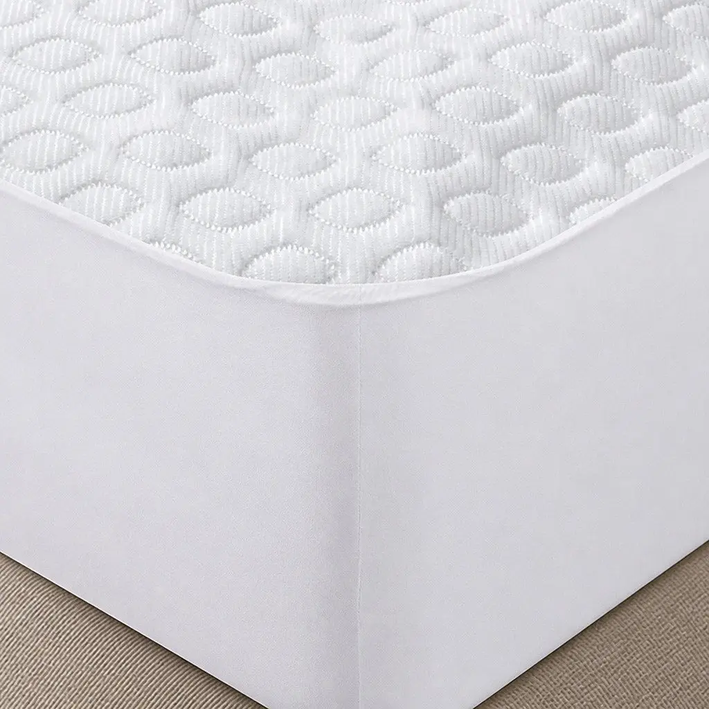 Single Mattress Protector Topper Polyester Waterproof Cooling Fitted Skirt 188cm x 91cm