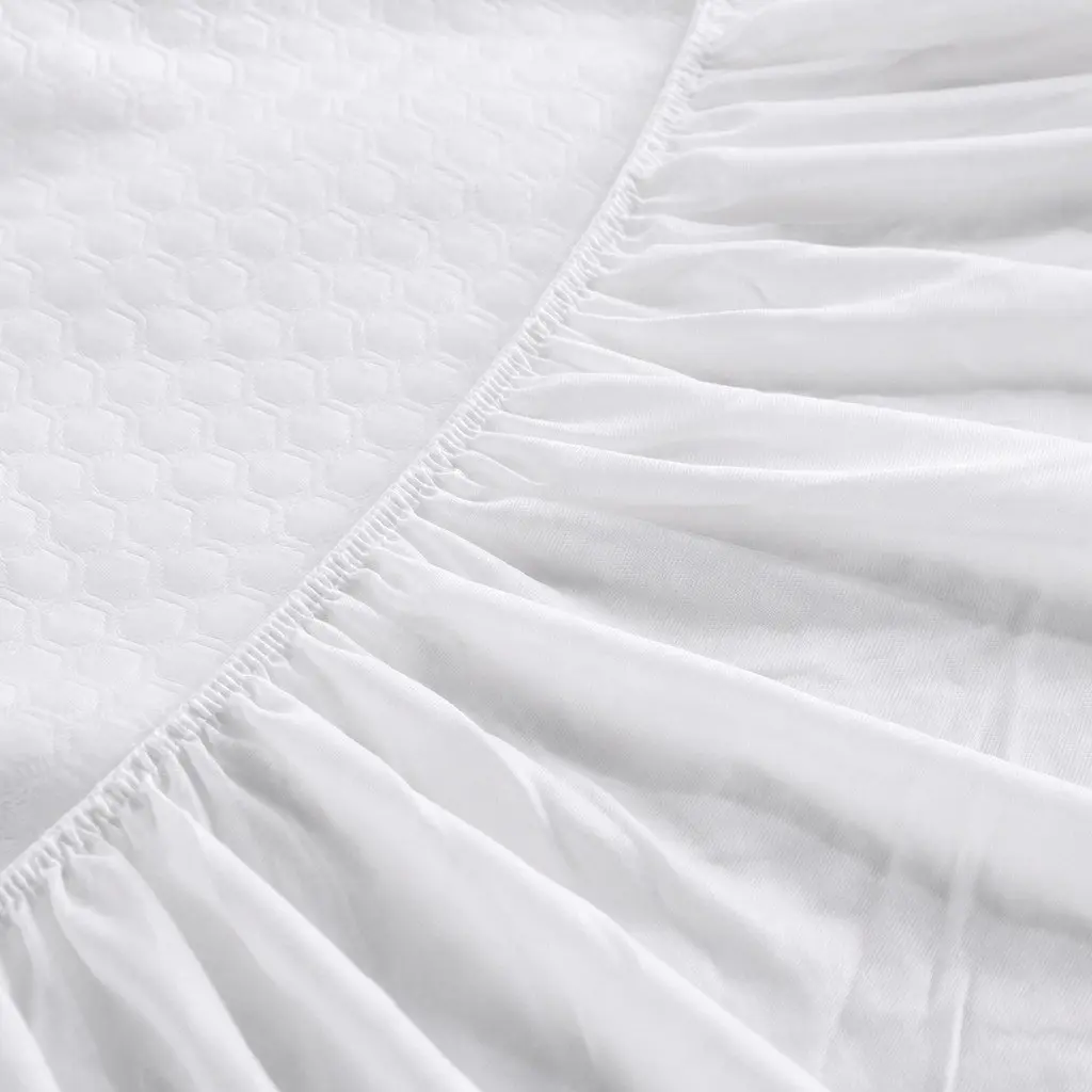 Single Mattress Protector Topper Polyester Waterproof Cooling Fitted Skirt 188cm x 91cm