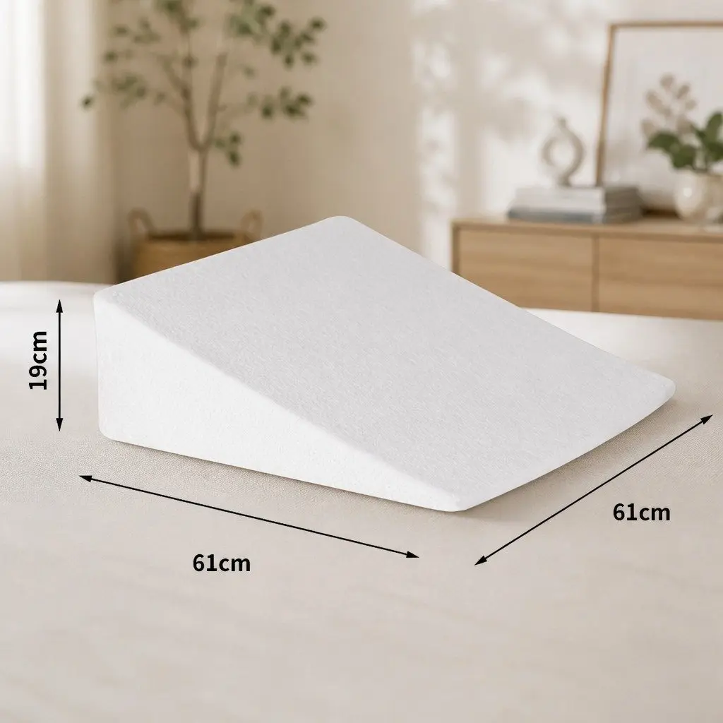 Wedge Pillow Memory Foam Support Back Leg Lounging Sleep Incline Cushion White
