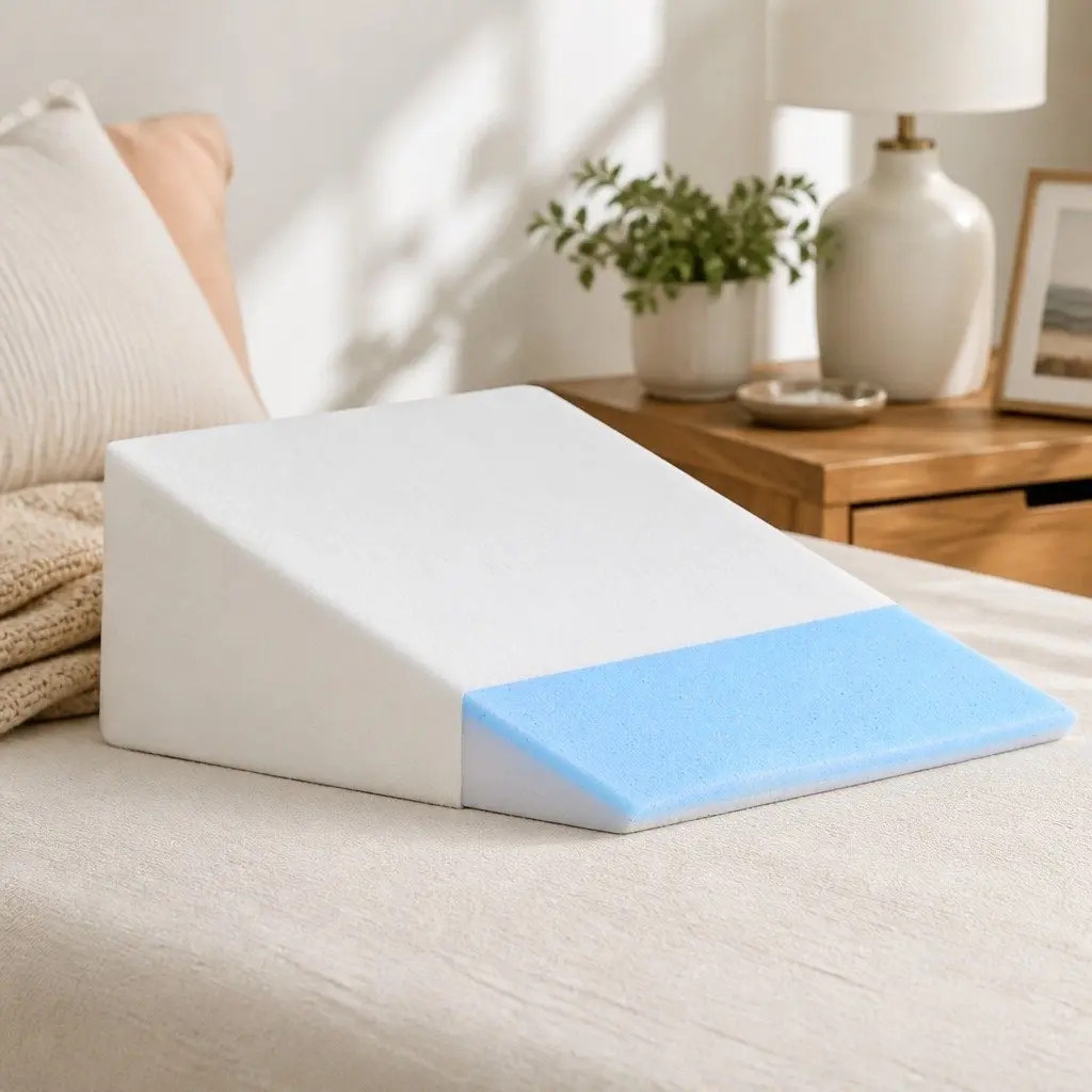 Wedge Pillow Memory Foam Support Back Legs Lounging Incline 25cm White