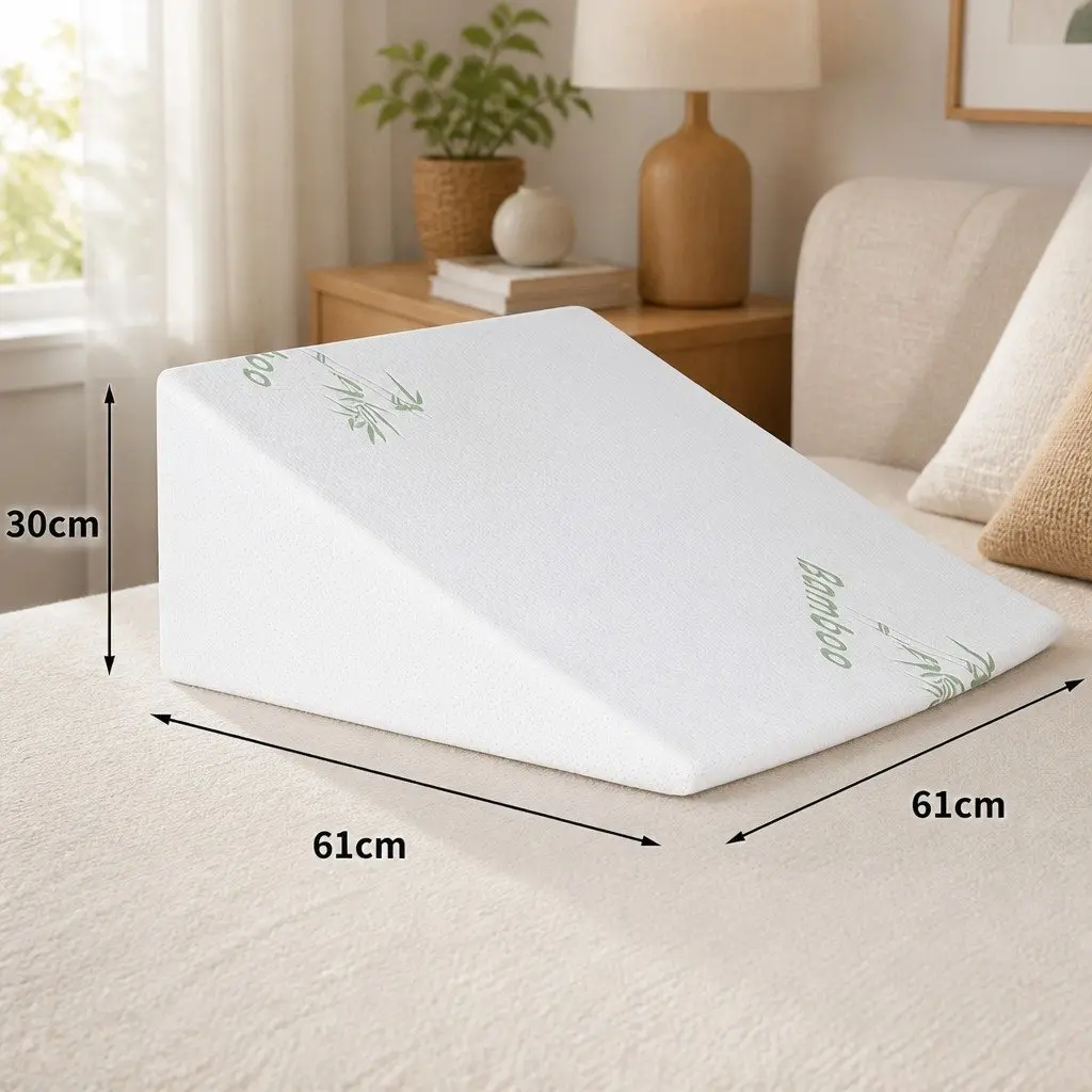 Wedge Pillow Memory Foam Support Back Legs Lounging Sleeping White 30cm