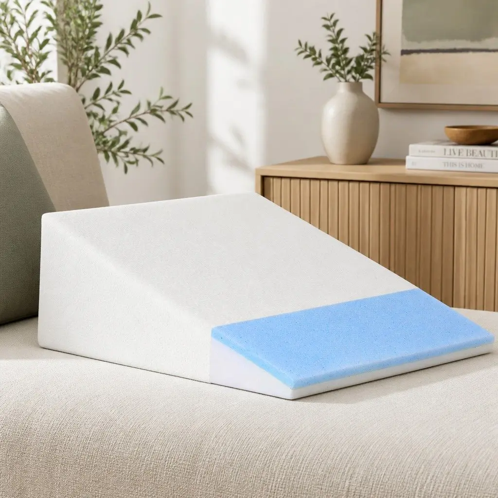 Wedge Pillow Memory Foam Support Back Legs Lounging Sleeping White 30cm