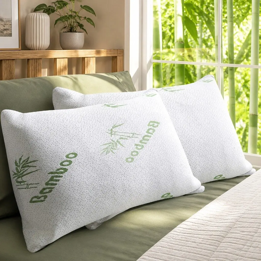 Memory Foam Pillow Bamboo Fabric Cover Neck Support Pressure Relief Sleep