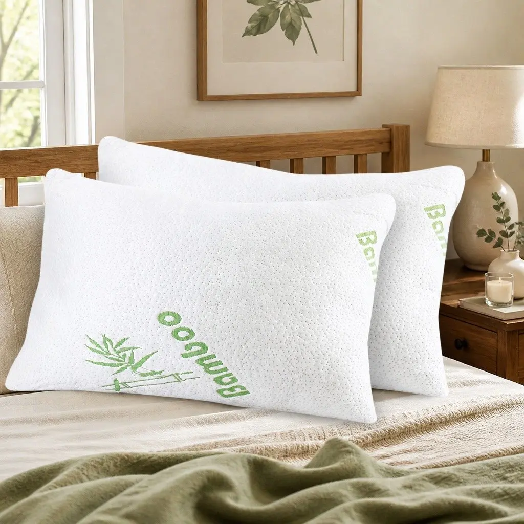 Memory Foam Pillow Bamboo Fabric Cover Neck Support Pressure Relief Sleep