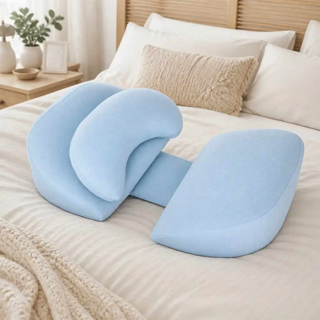 Pregnancy Pillow Full Body Maternity Support Adjustable Belly Blue 40cm x 24cm x 12cm