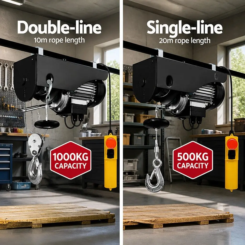 Electric Hoist Winch for Garage Warehouse Workshop 500KG 1000KG 20M Rope Remote Control Chain Lifting Tool
