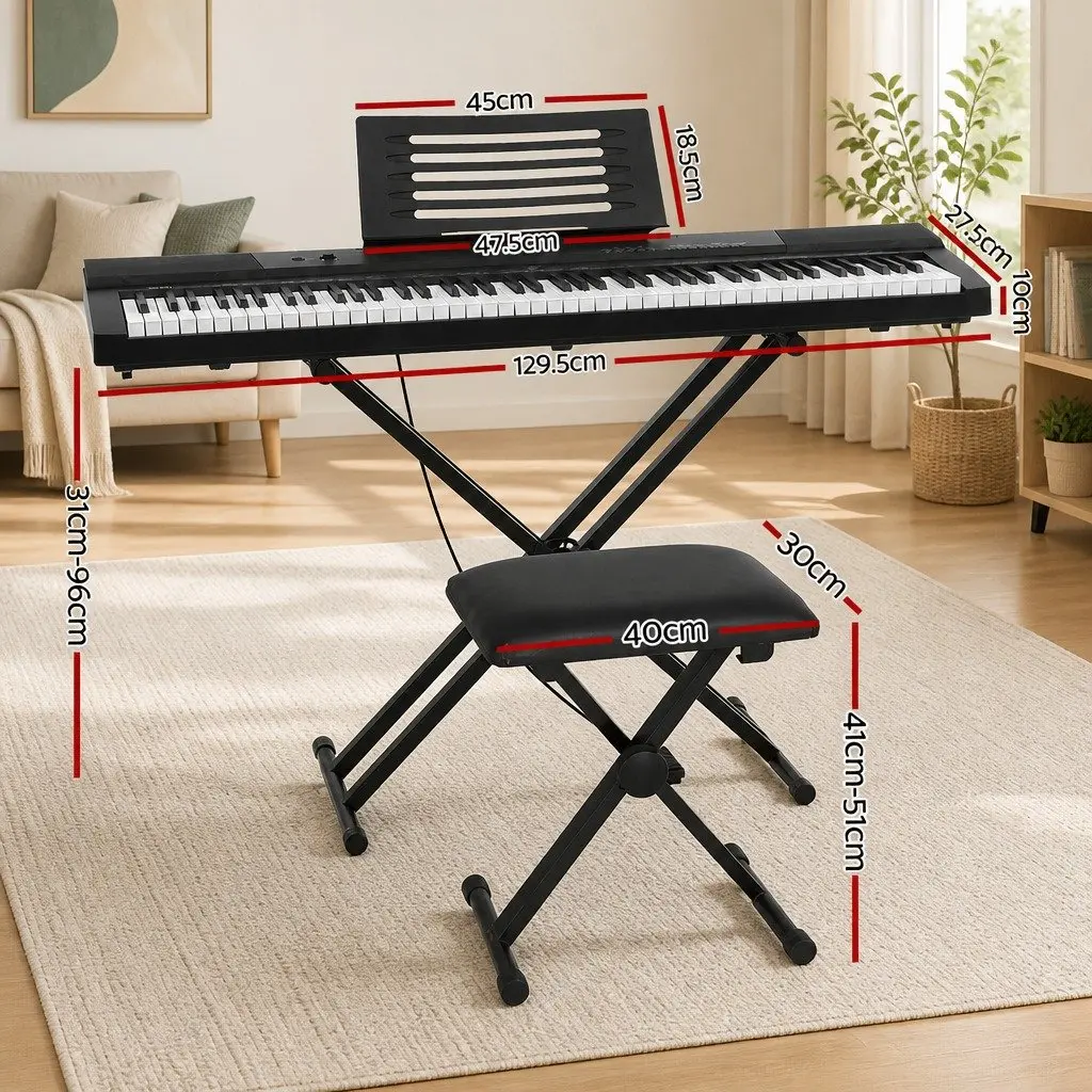 88 Key Electronic Piano Keyboard for Music Room with Stand and Stool