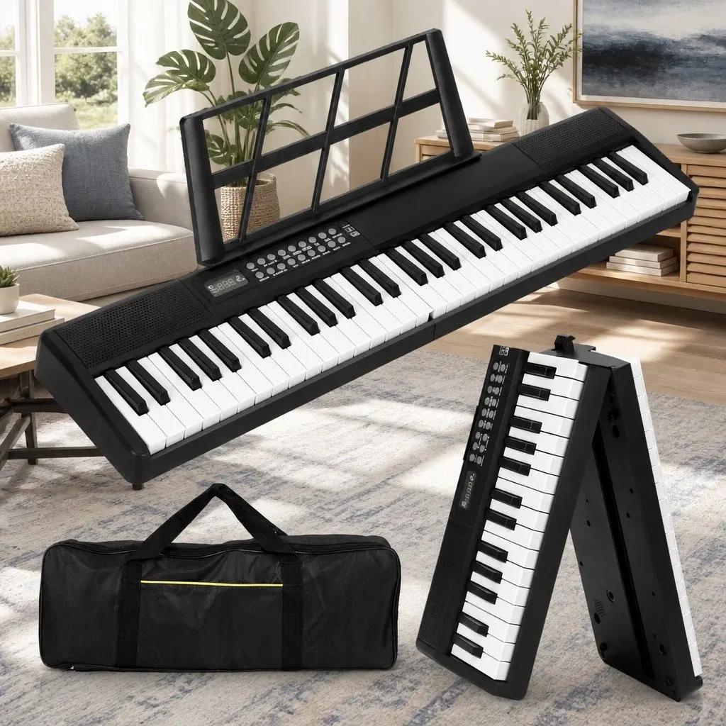 61-Key Foldable Electronic Piano Keyboard Touch-Sensitive Digital Music