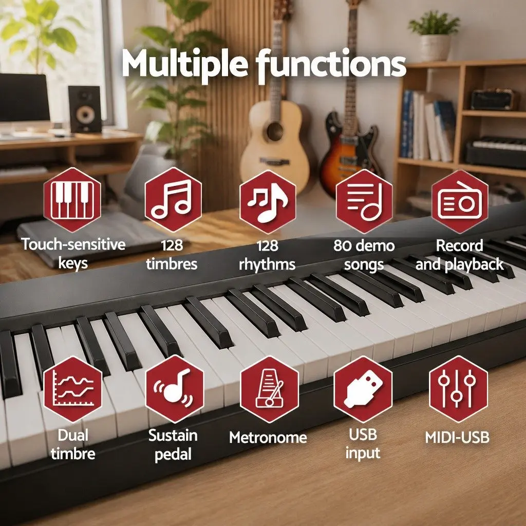 88 Key Electronic Piano Keyboard for Music Use Foldable Digital Size