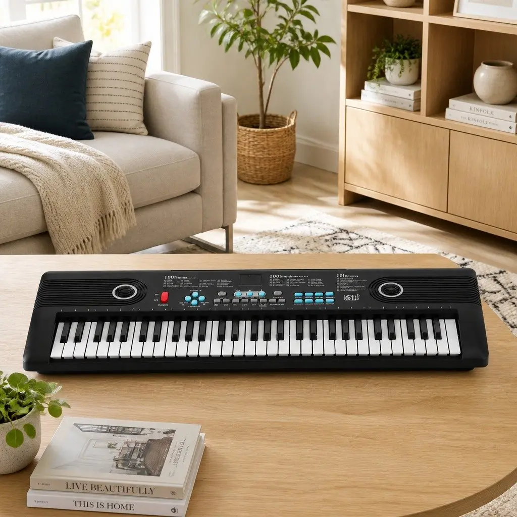 61-Key Digital Piano Keyboard Electric Portable Music Instrument with Microphone