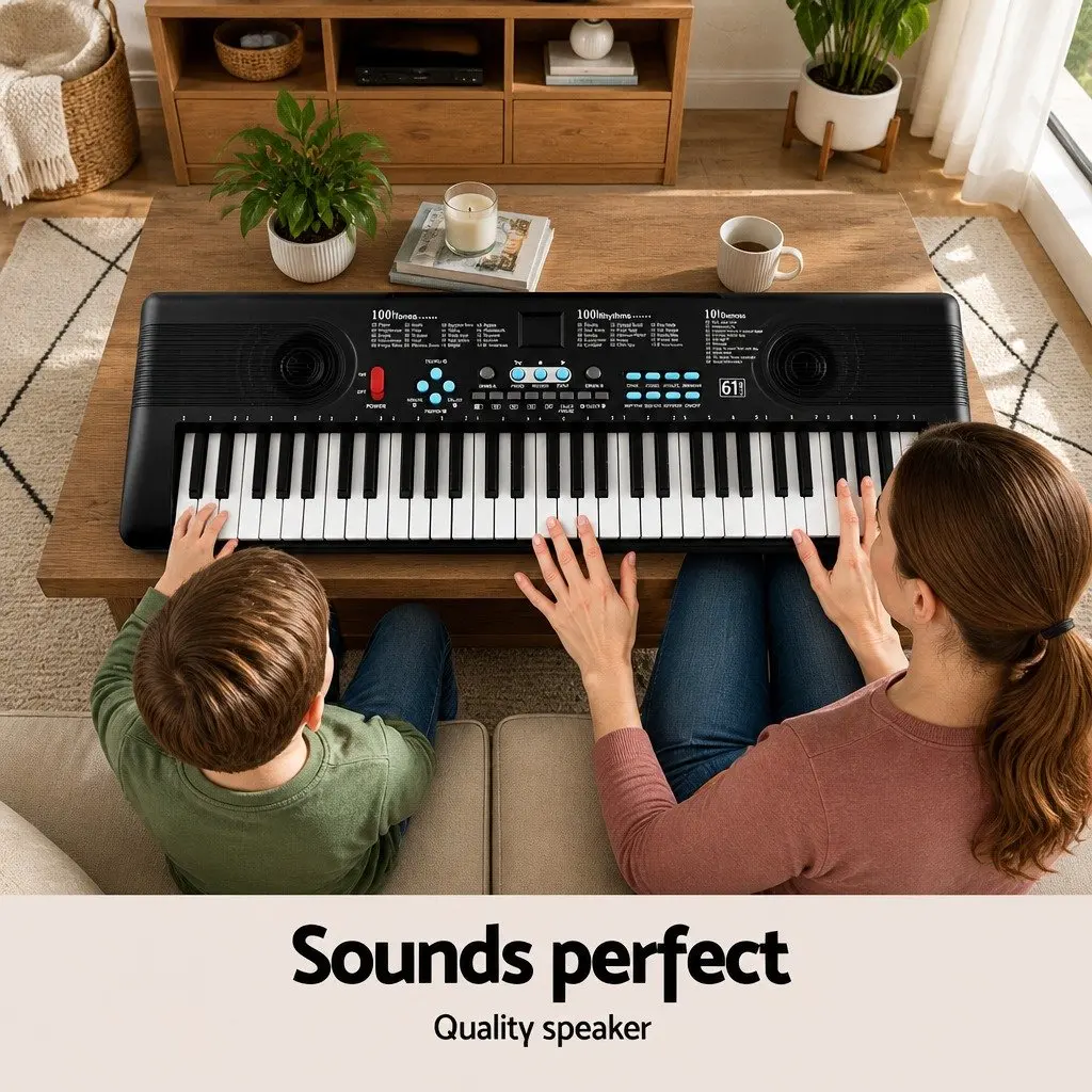 61-Key Digital Piano Keyboard Electric Portable Music Instrument with Microphone