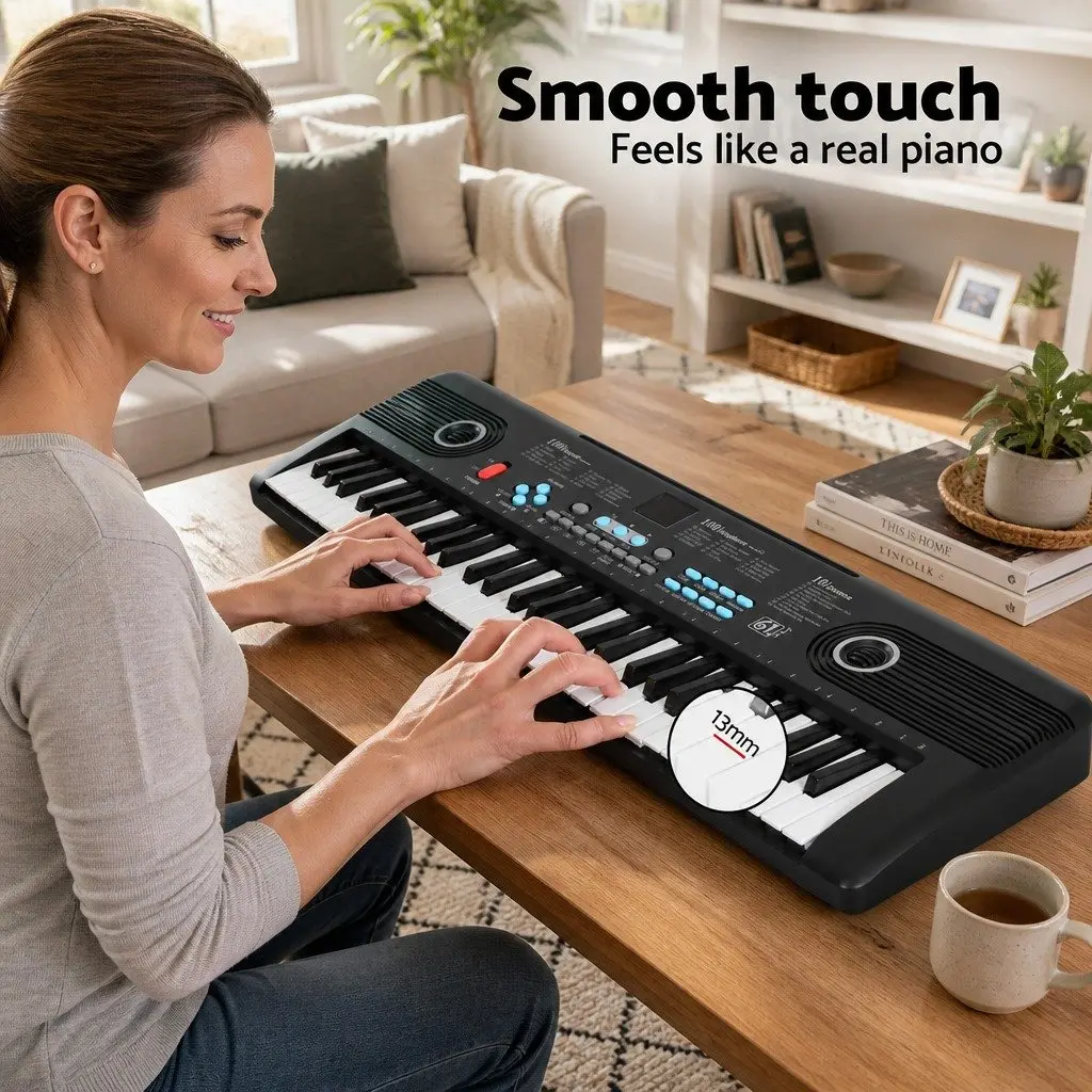 61-Key Digital Piano Keyboard Electric Portable Music Instrument with Microphone
