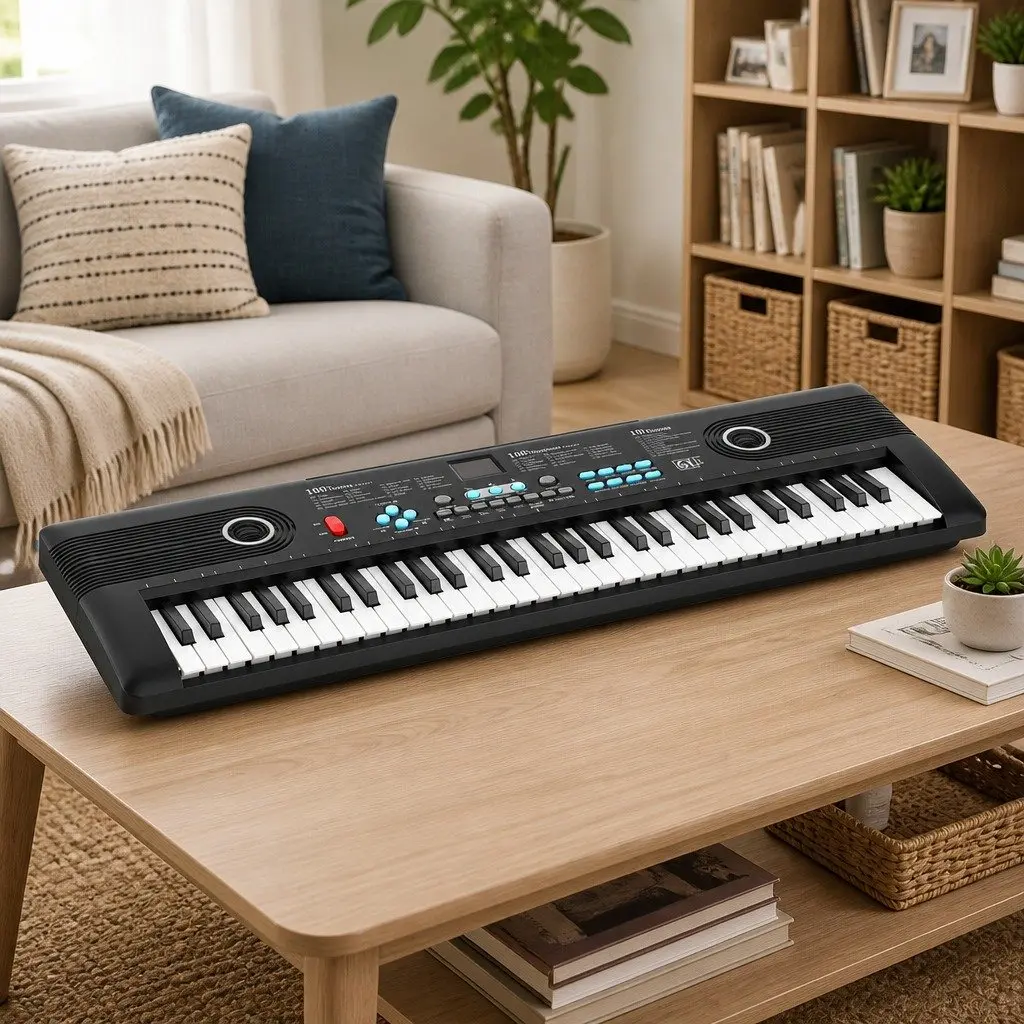 61-Key Digital Piano Keyboard Electric Portable Music Instrument with Microphone