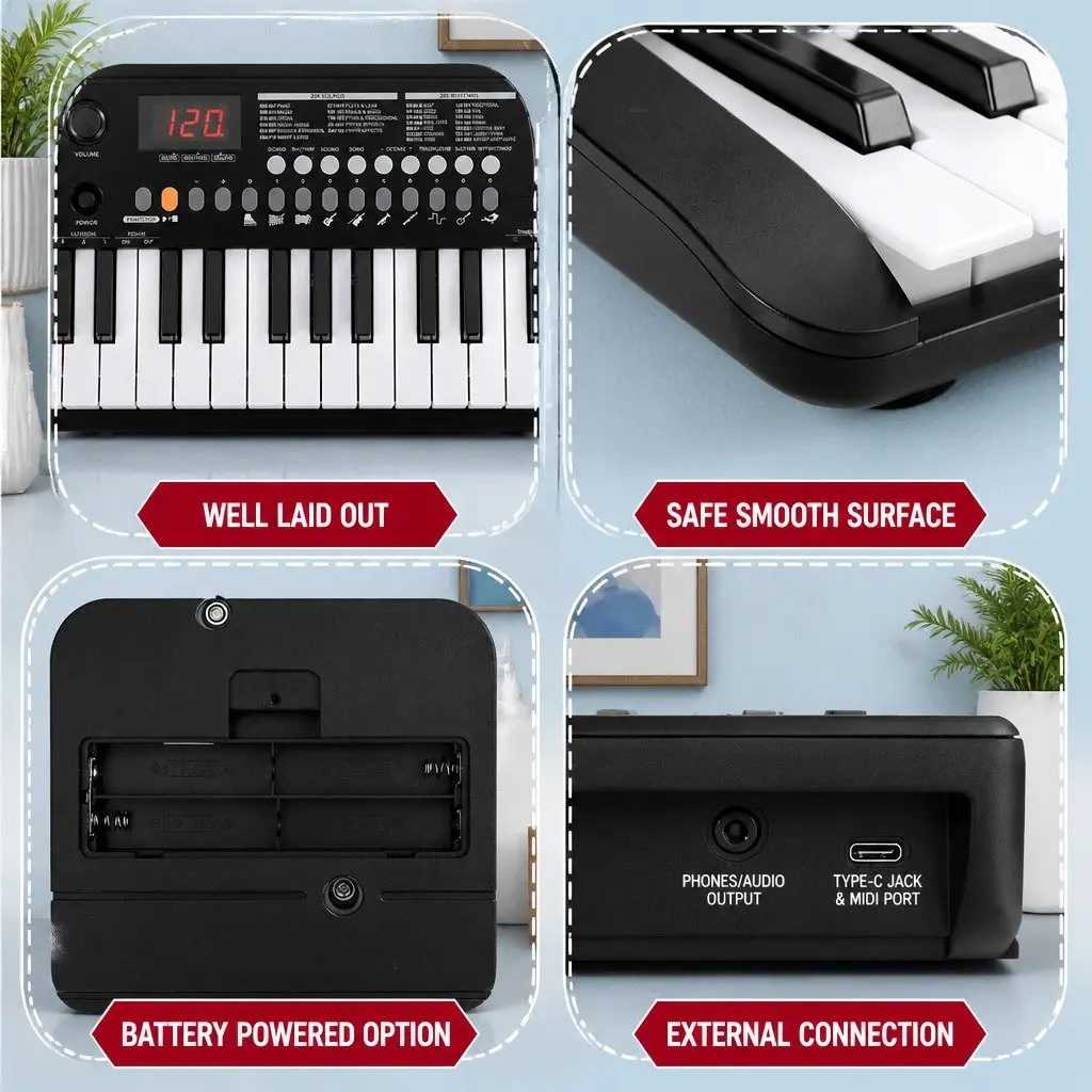 37-Key Digital Piano Keyboard for Beginners Portable Size