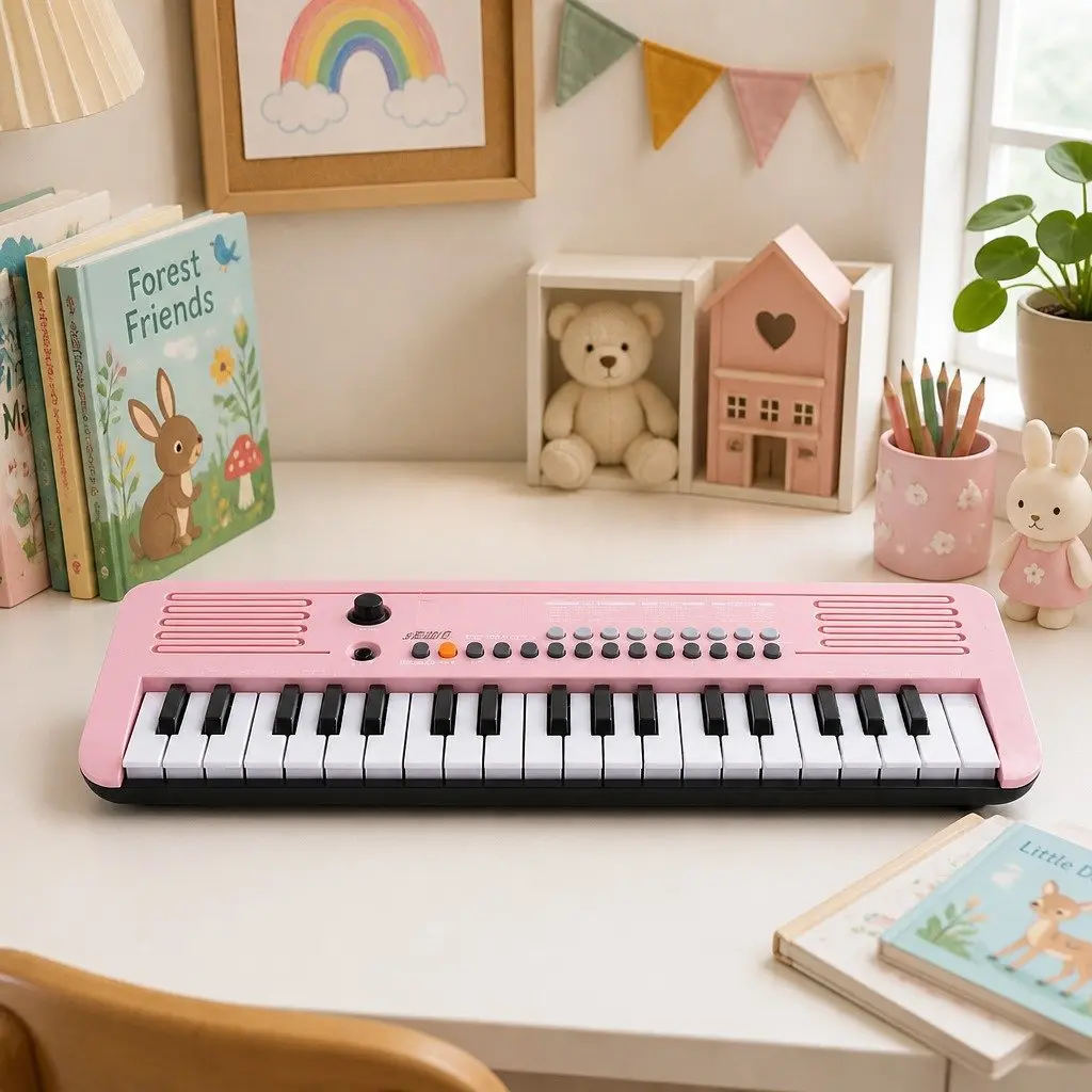 37-Key Digital Piano Keyboard for Kids Beginners Pink