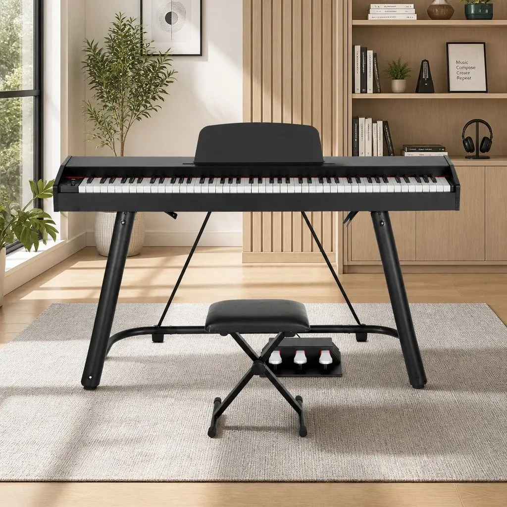 88 Keys Electronic Piano Keyboard Digital Weighted Semi Keys Music Stand Stool