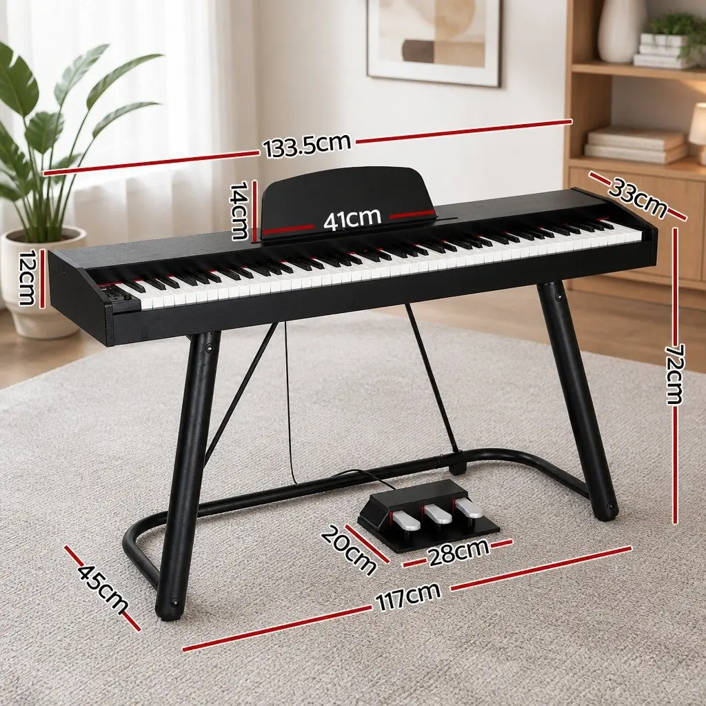 88 Keys Electronic Piano Keyboard Digital Electric Semi-Weighted Black Stand