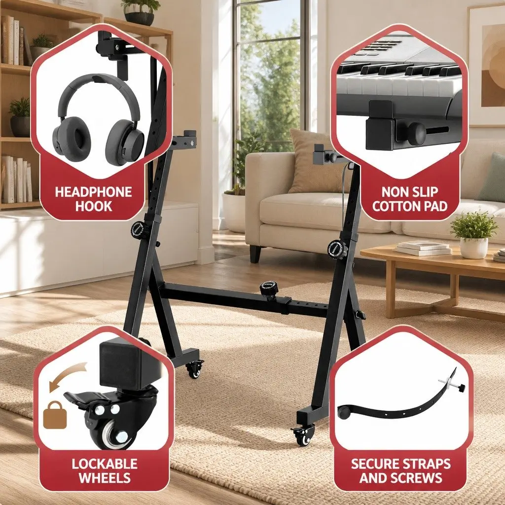 Heavy Duty Adjustable Piano Stand for Digital Pianos and Keyboards Z-Frame Black