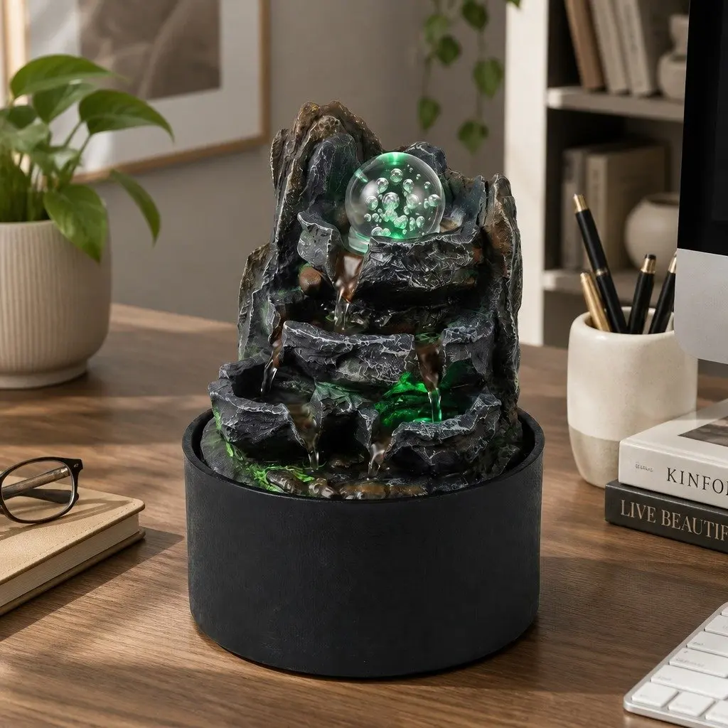 Water Fountain with Adjustable Pump and LED Light