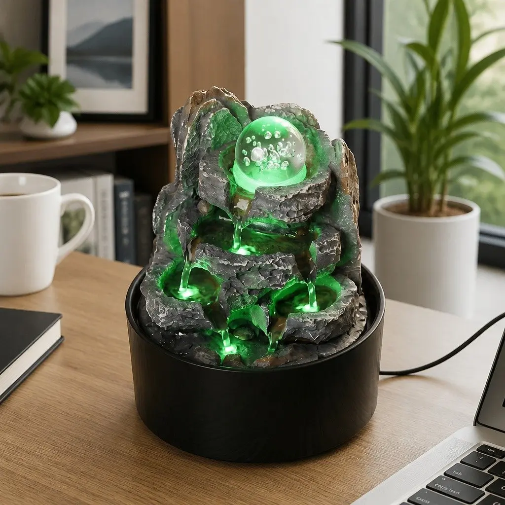 Water Fountain with Adjustable Pump and LED Light