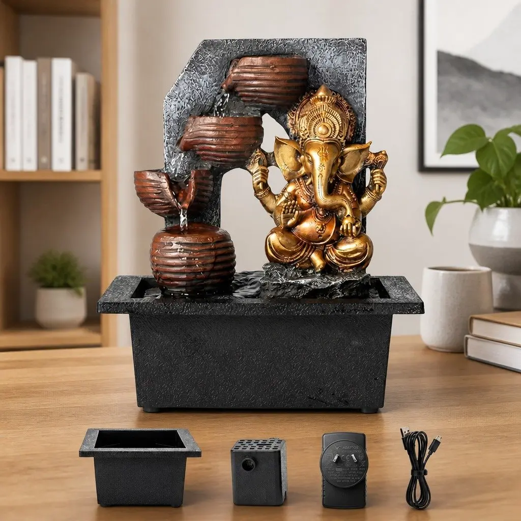 Desktop Fountain for Office or Home Use Compact Size with LED Lighting