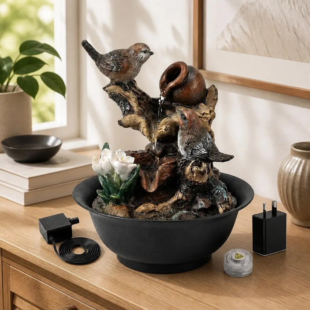 Tabletop Water Fountain Indoor Use 21cm x 21cm x 26.5cm