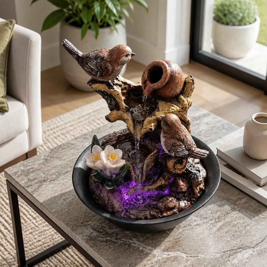 Tabletop Water Fountain Indoor Use 21cm x 21cm x 26.5cm