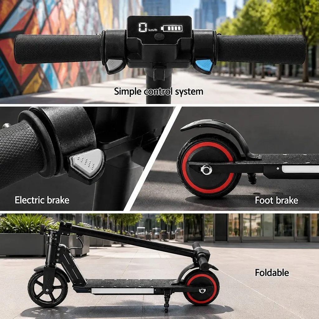 Electric Scooter 130W 16KM/H LED Display Foldable Portable Commuter Rider Black