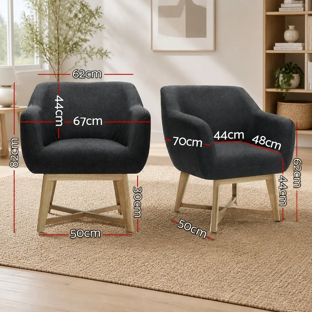 Armchair for Reading or Relaxation Charcoal 67cm W x 70cm D x 82cm H