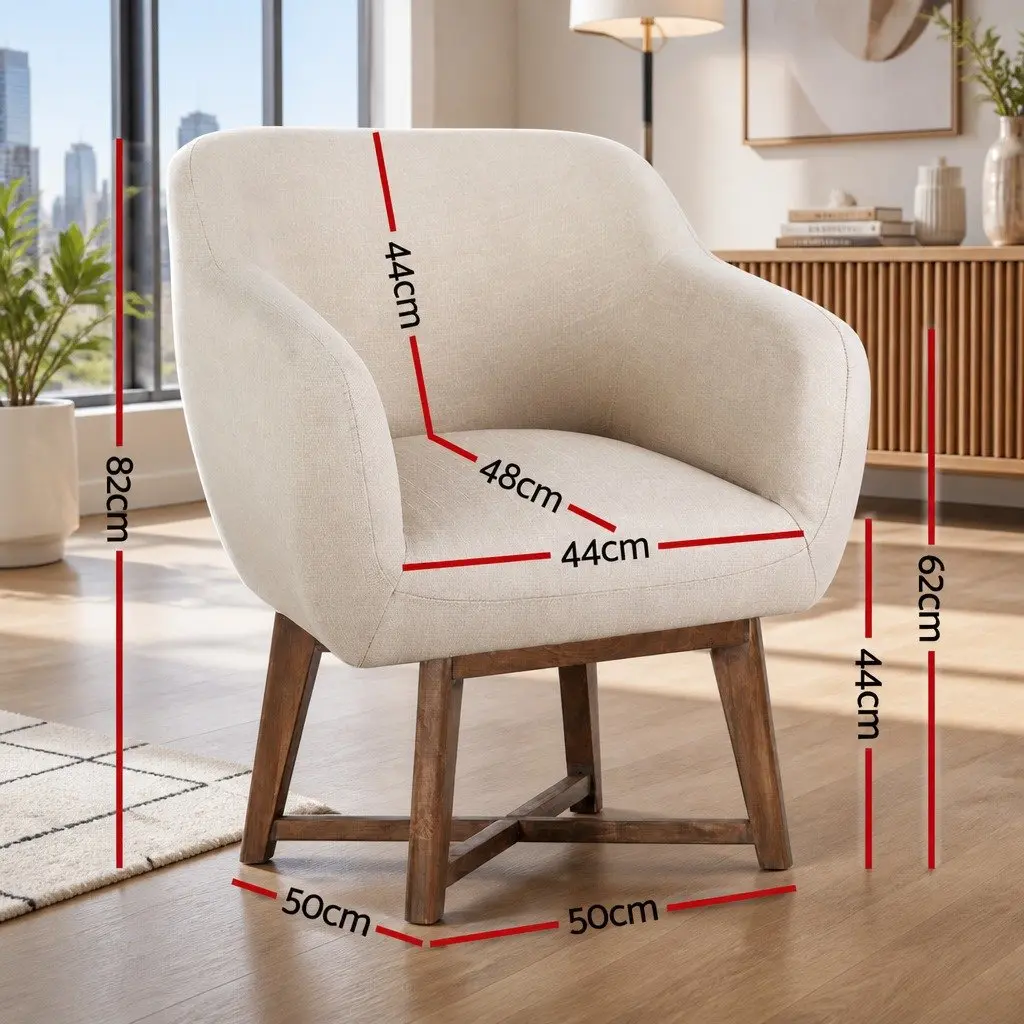 Armchair Tub Chair Beige Aston Accent Lounge Seat Criss-Cross Base Modern