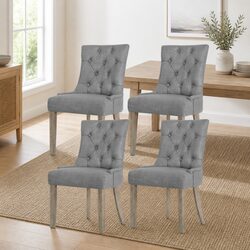 Grey Linen Dining Chairs Set of 4 - Specifications Included