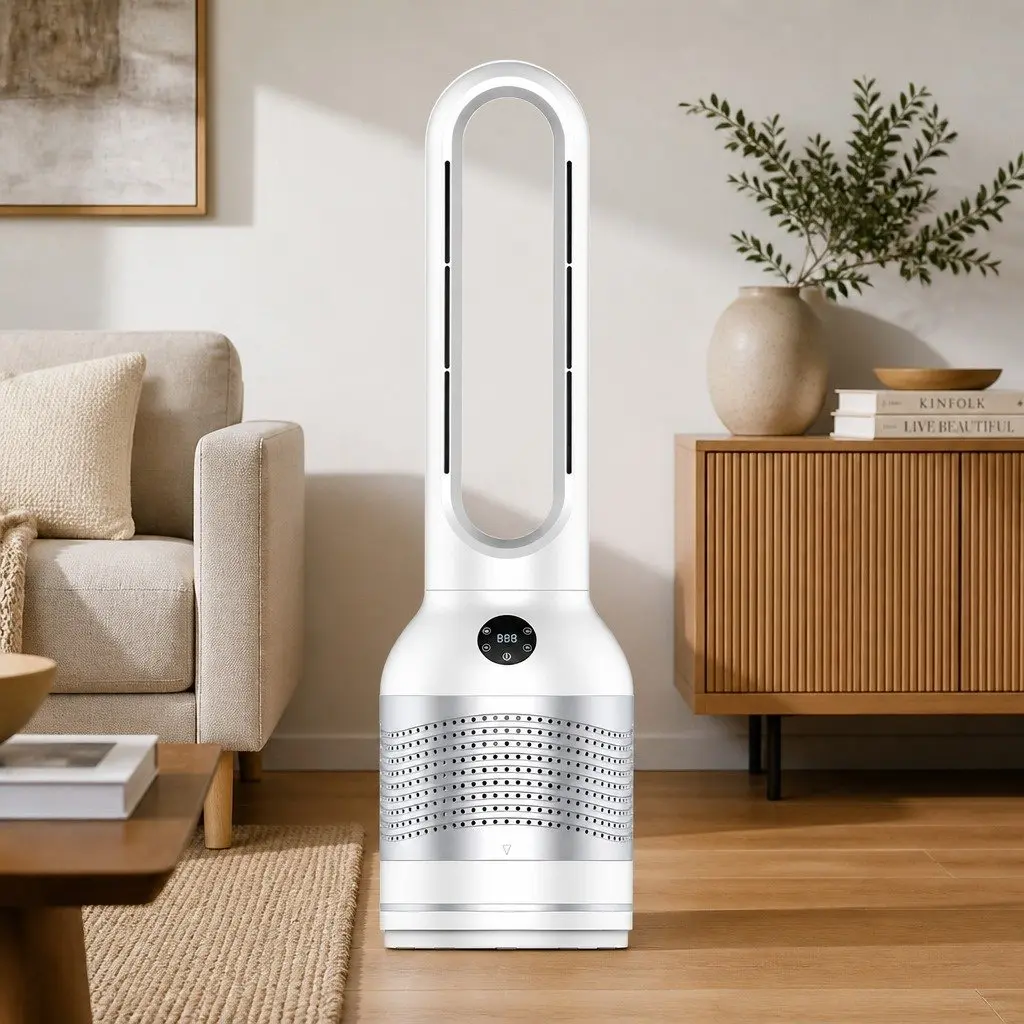Bladeless Fan Cooler Heater Air Purifier for Indoor Use 22cm x 22cm x 78cm