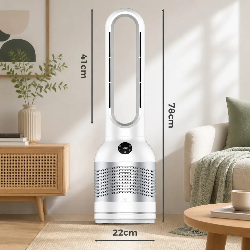 Bladeless Fan Cooler Heater Air Purifier for Indoor Use 22cm x 22cm x 78cm