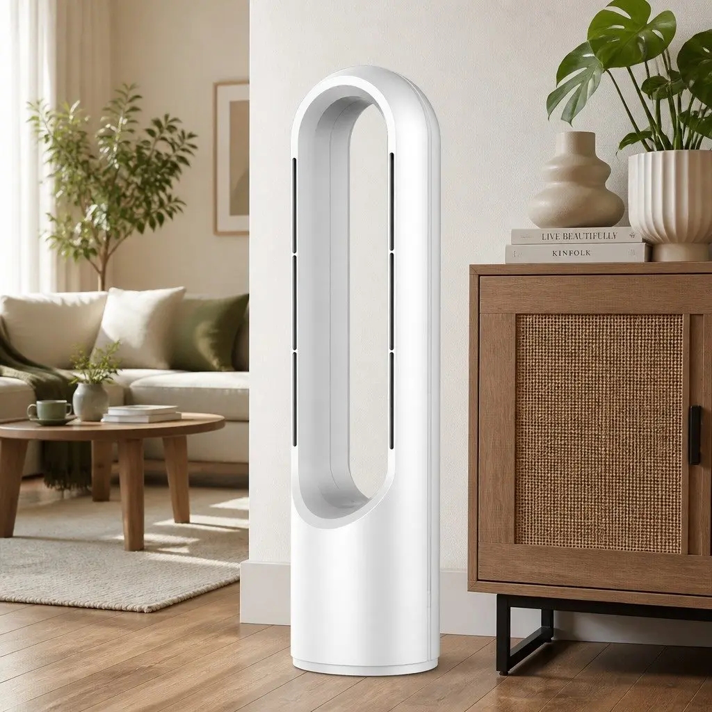 Bladeless Fan Cooler Heater Air Purifier for Indoor Use 22cm x 22cm x 78cm