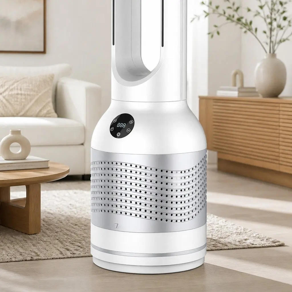 Bladeless Fan Cooler Heater Air Purifier for Indoor Use 22cm x 22cm x 78cm