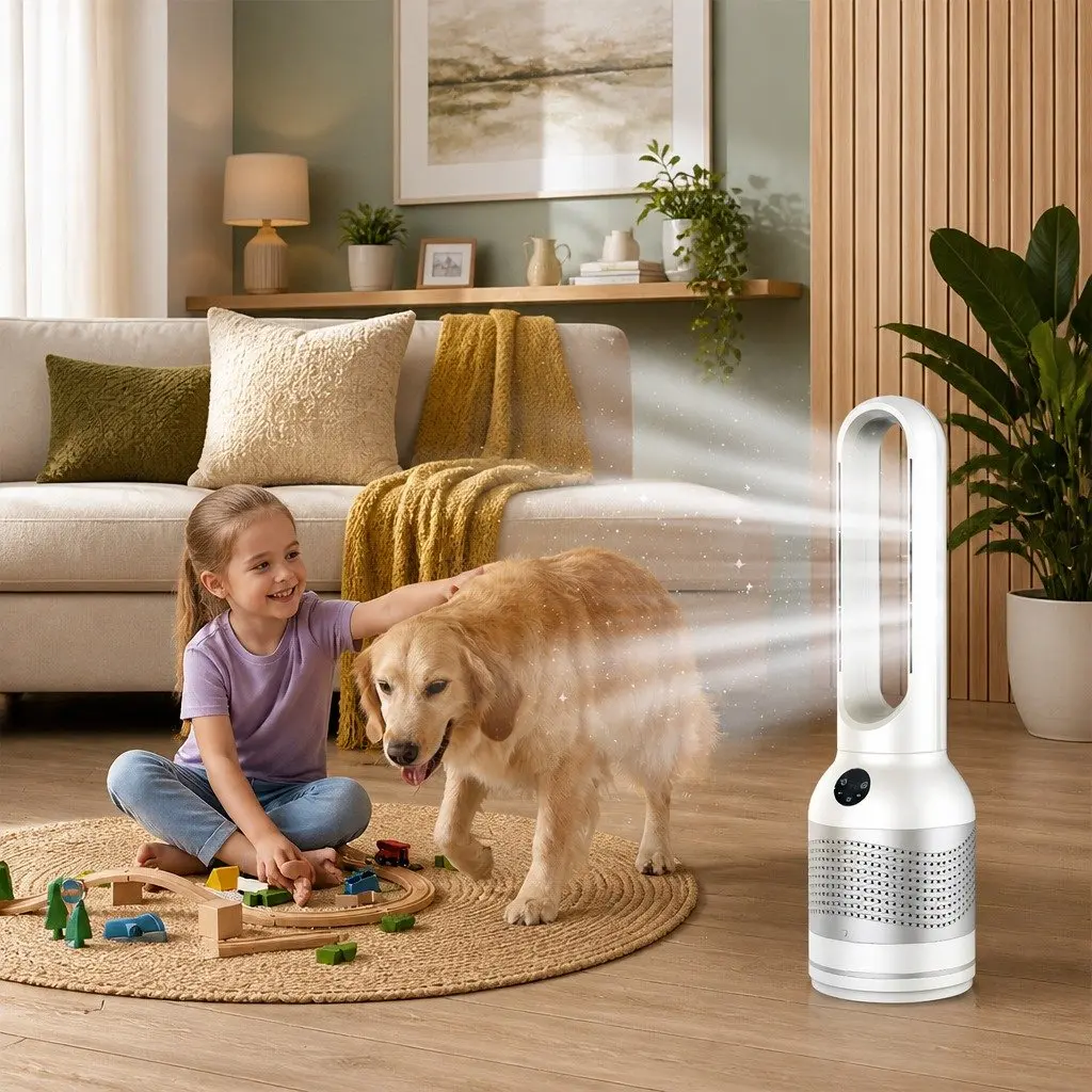 Bladeless Fan Cooler Heater Air Purifier for Indoor Use 22cm x 22cm x 78cm