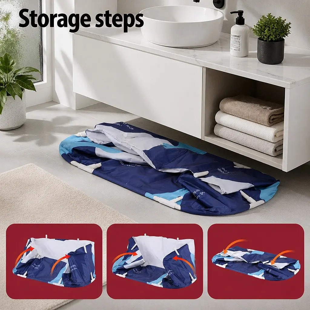 Foldable Bathtub Portable Inflatable Spa Bucket Navy Blue Indoor Outdoor