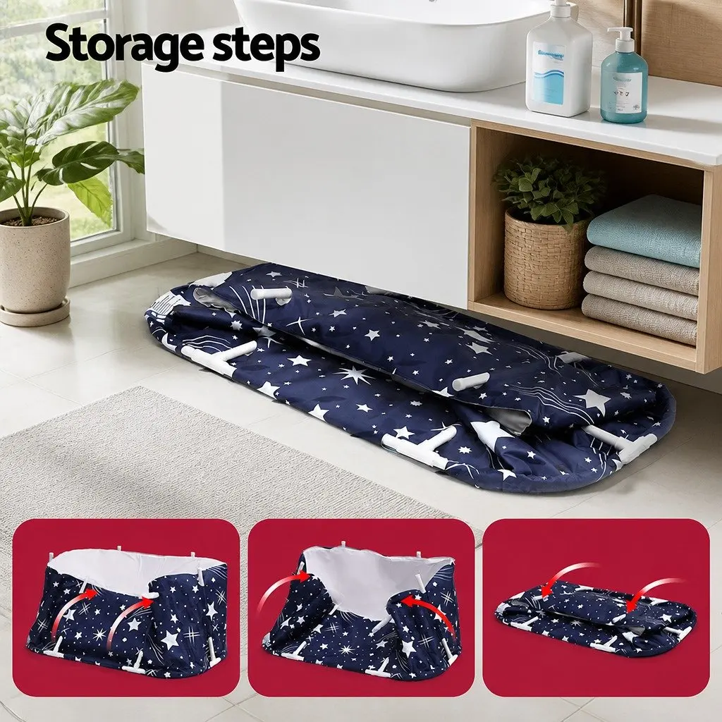 Foldable Bathtub Navy Blue PVC Inflatable Spa Bucket Indoor Outdoor 134x65cm
