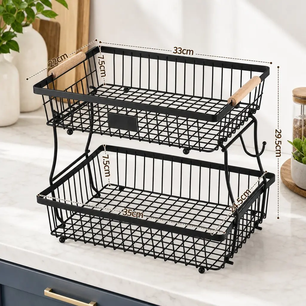 2-Tier Detachable Fruit Basket Stand