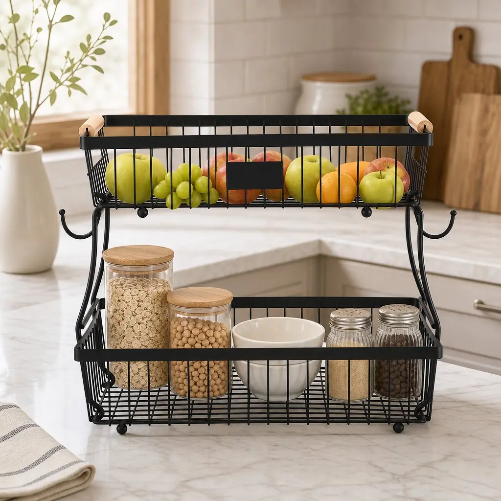 2-Tier Detachable Fruit Basket Stand