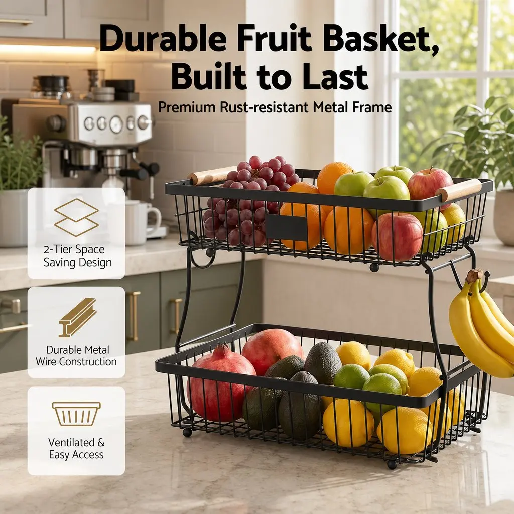 2-Tier Detachable Fruit Basket Stand